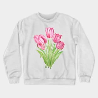 pink tulips watercolor Crewneck Sweatshirt